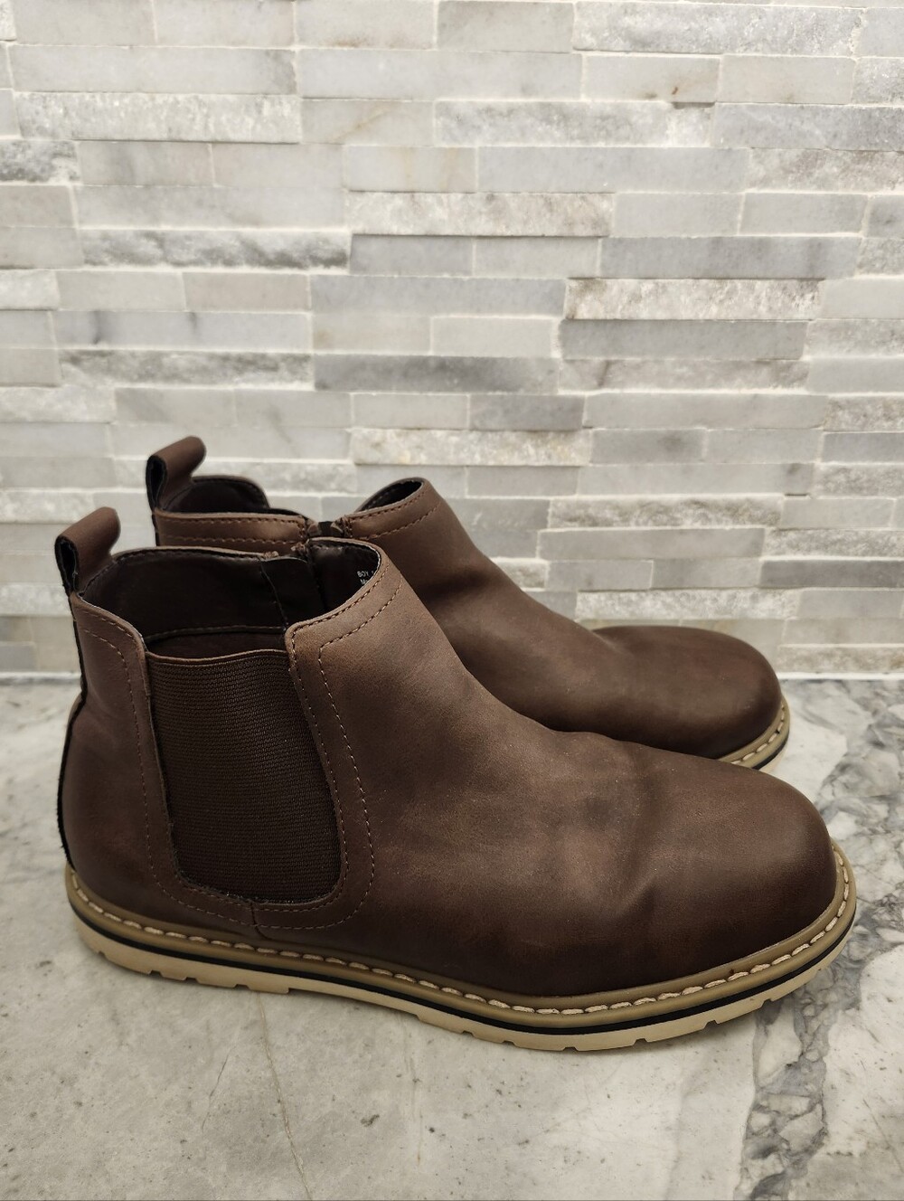 Sonoma Boys Size 5 Brown Chelsea Ankle Boots Side Zip Lug Sole